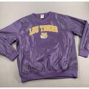Red Oak LSU Tigers Mens M Purple Pullover Windbreaker Jacket Collegiate V-Neck